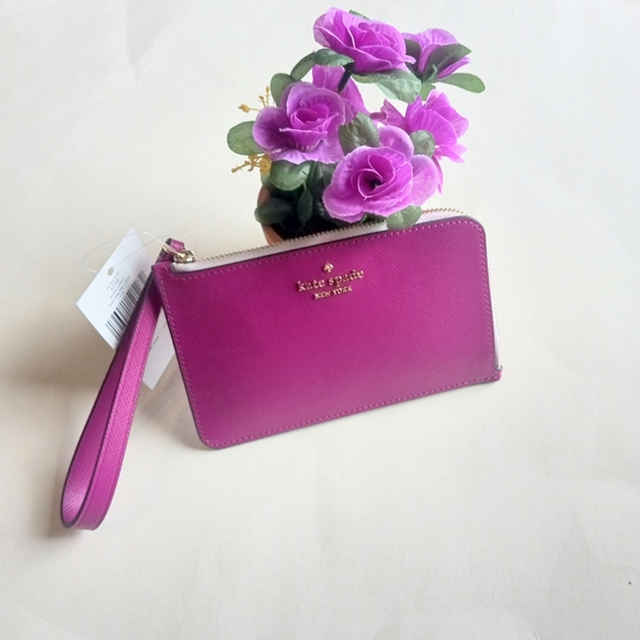 kate spade Handbags - Kate Spade Saffian Baja Rose Small Zipper Wristlet New